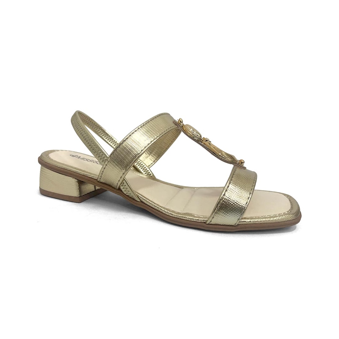 Sandália Mississipi Salto Baixo Mf893 Ouro Light