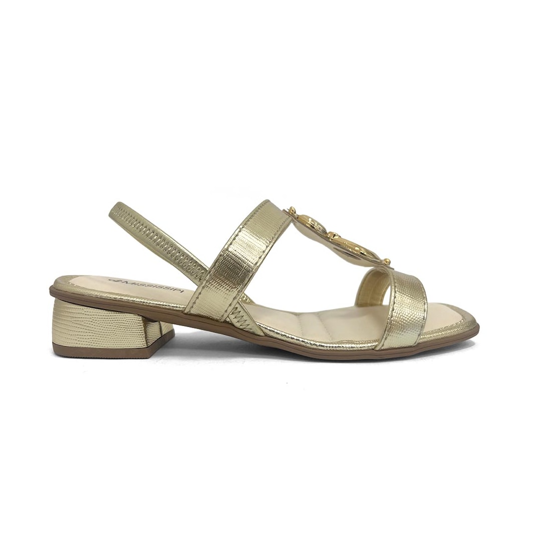 Sandália Mississipi Salto Baixo Mf893 Ouro Light