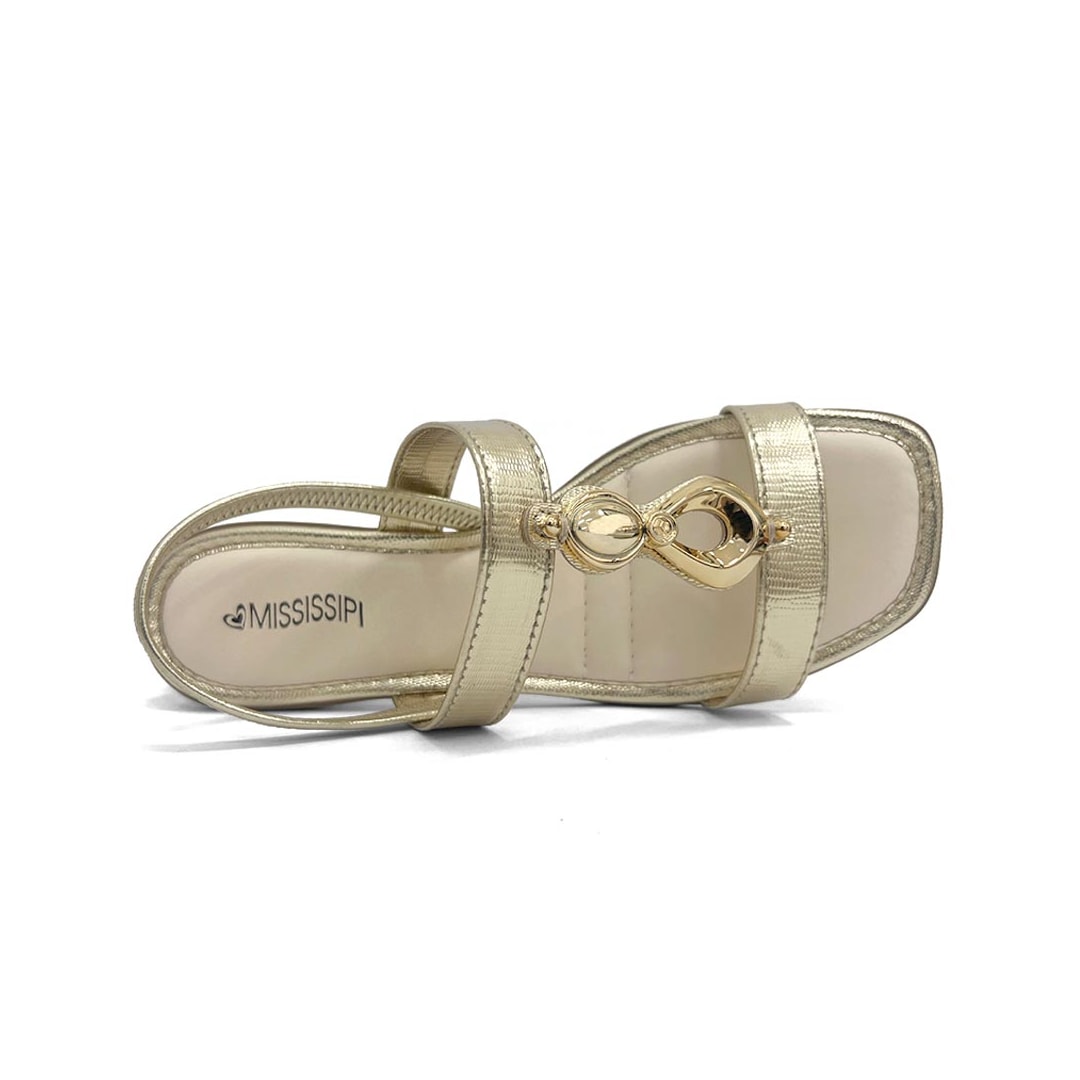 Sandália Mississipi Salto Baixo Mf893 Ouro Light