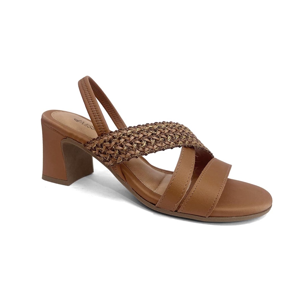 Sandália Mississipi Salto Bloco Mf941 Camel