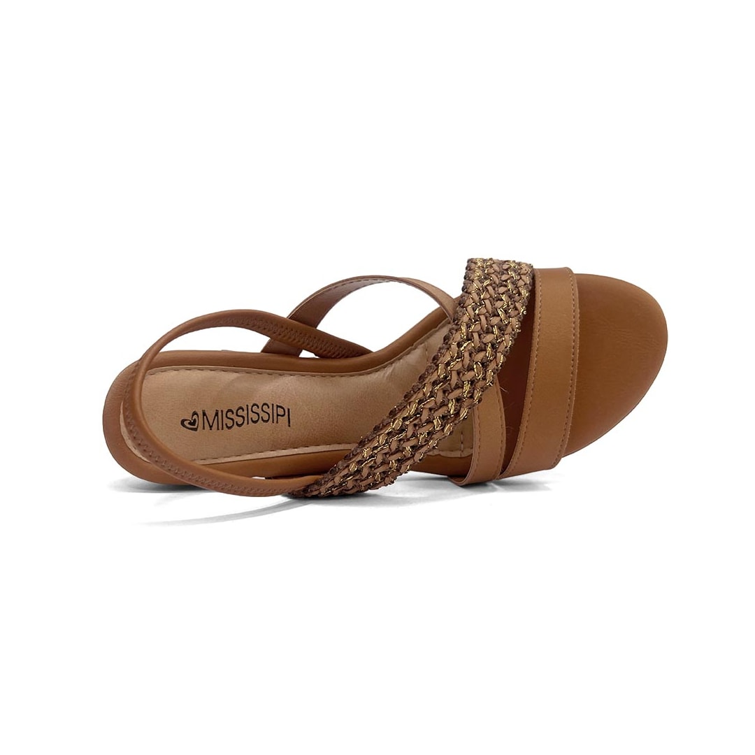Sandália Mississipi Salto Bloco Mf941 Camel