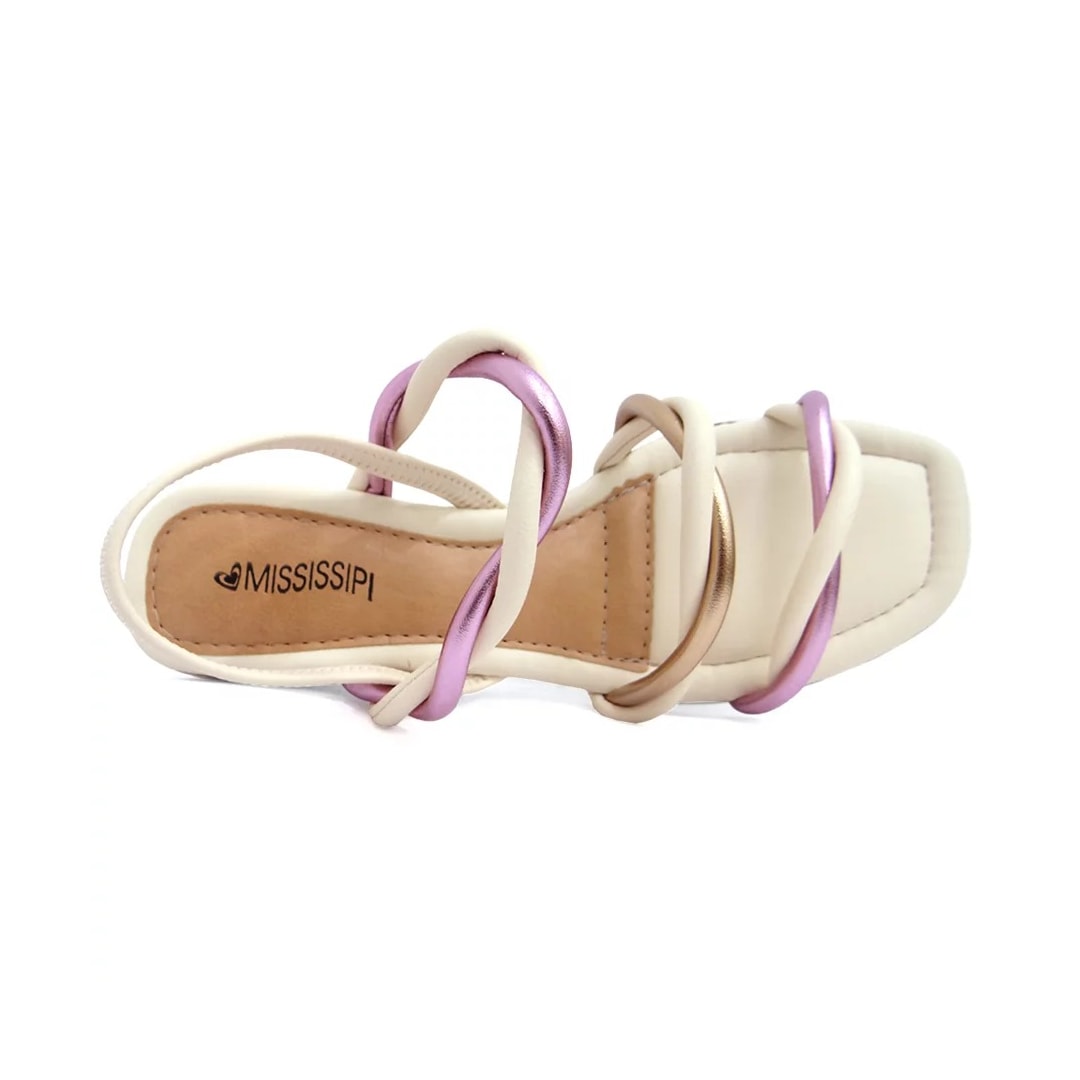 Sandália Mississipi Salto Bloco Q8192 Rosa Claro