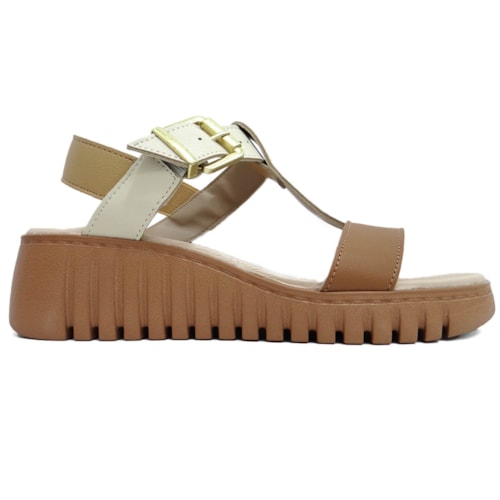 Detalhe - Sandália Modare Anabela Conforto 7197.103 Areia