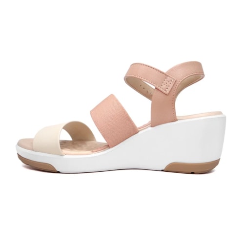 Sandalia Modare Anabela Ultra Conforto 7182.104 Nude/Creme/Pessego