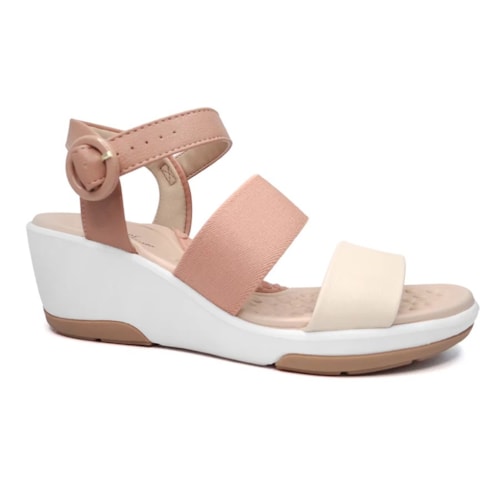 Sandalia Modare Anabela Ultra Conforto 7182.104 Nude/Creme/Pessego