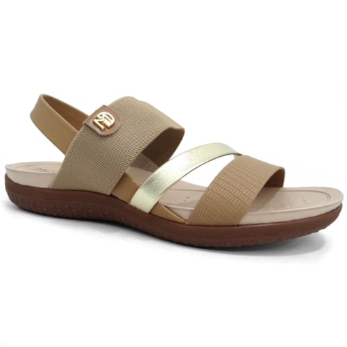 Sandalia Modare Rasteira Conforto 7125.233 Bege/Dourado/Camel