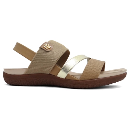 Sandália Modare Rasteira Conforto 7125.233 Bege/Dourado/Camel