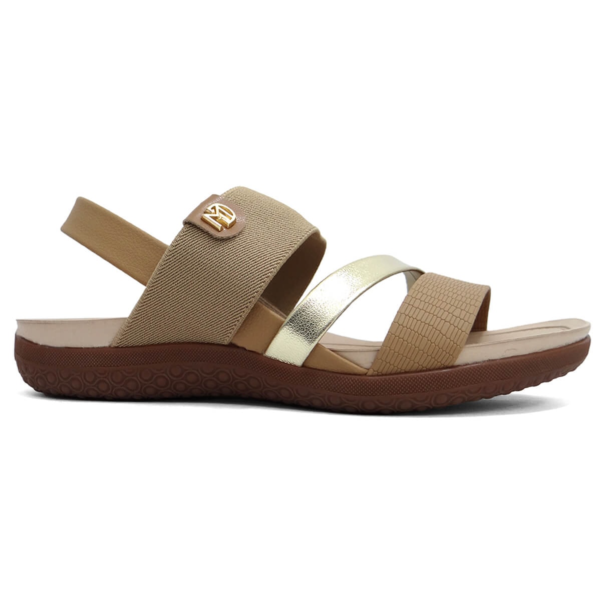 Sandália Modare Rasteira Conforto 7125.233 Bege/Dourado/Camel Sandália Modare Rasteira Conforto 7125.233 Bege/Dourado/Camel