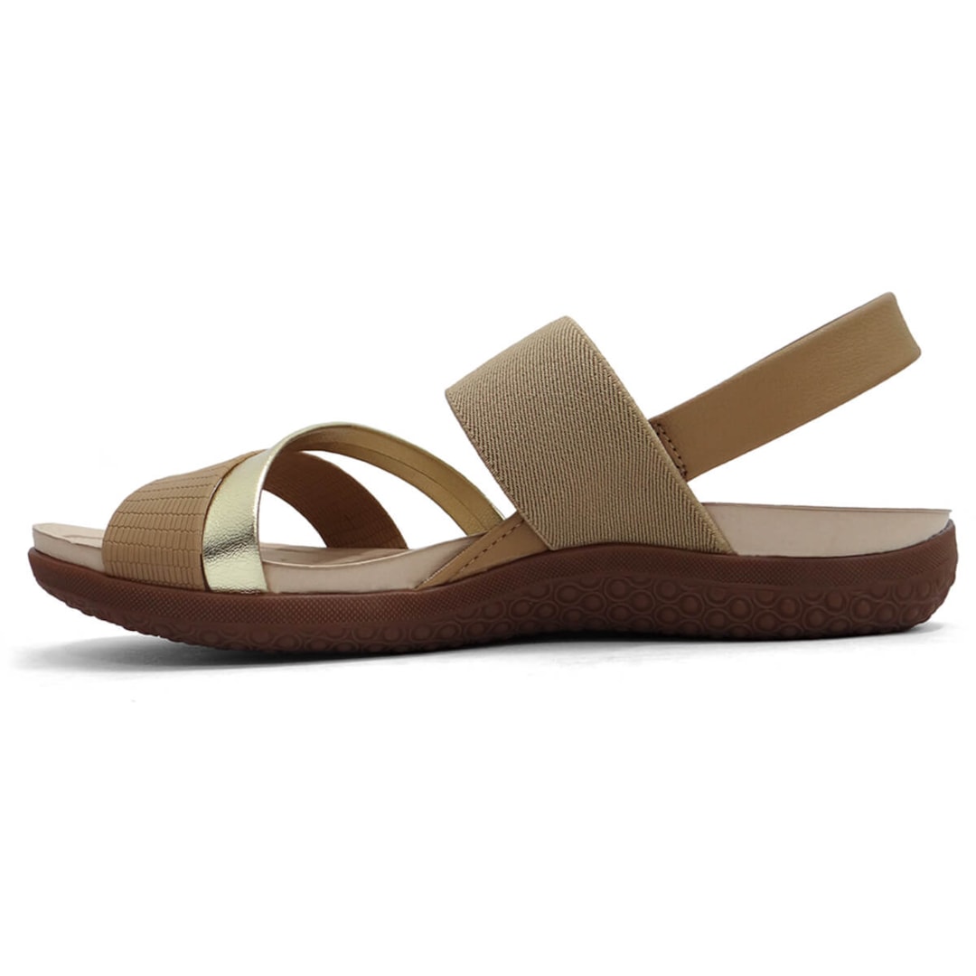 Sandália Modare Rasteira Conforto 7125.233 Bege/Dourado/Camel