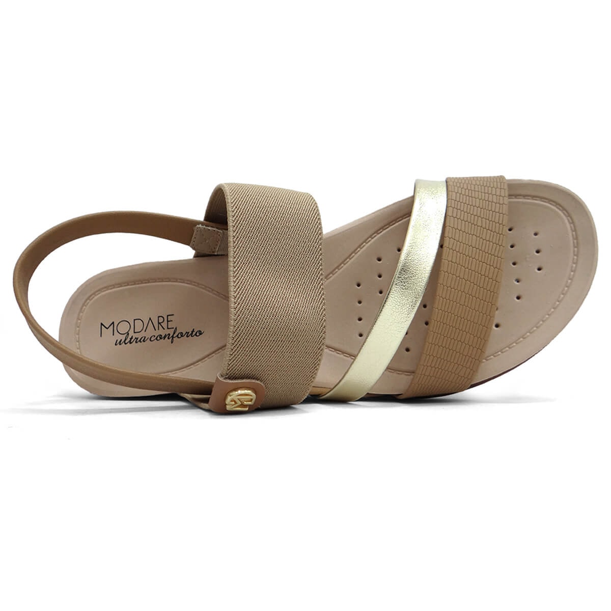 Sandália Modare Rasteira Conforto 7125.233 Bege/Dourado/Camel Sandália Modare Rasteira Conforto 7125.233 Bege/Dourado/Camel