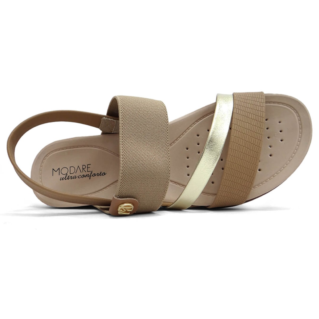 Sandália Modare Rasteira Conforto 7125.233 Bege/Dourado/Camel