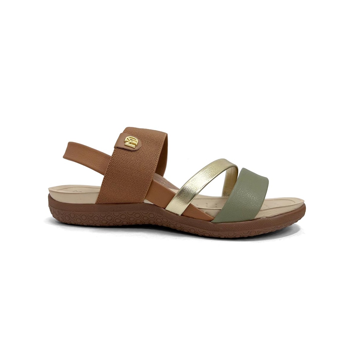 Sandália Modare Rasteira Conforto 7125.233 Camel/Verde Sandália Modare Rasteira Conforto 7125.233 Camel/Verde