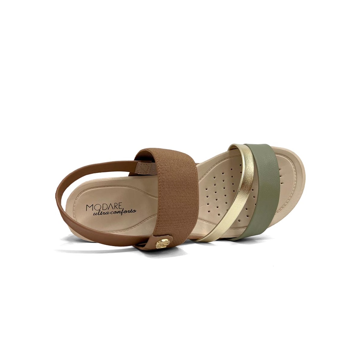 Sandália Modare Rasteira Conforto 7125.233 Camel/Verde Sandália Modare Rasteira Conforto 7125.233 Camel/Verde