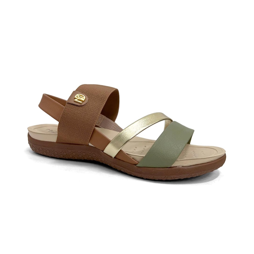 Sandália Modare Rasteira Conforto 7125.233 Camel/Verde Sandália Modare Rasteira Conforto 7125.233 Camel/Verde