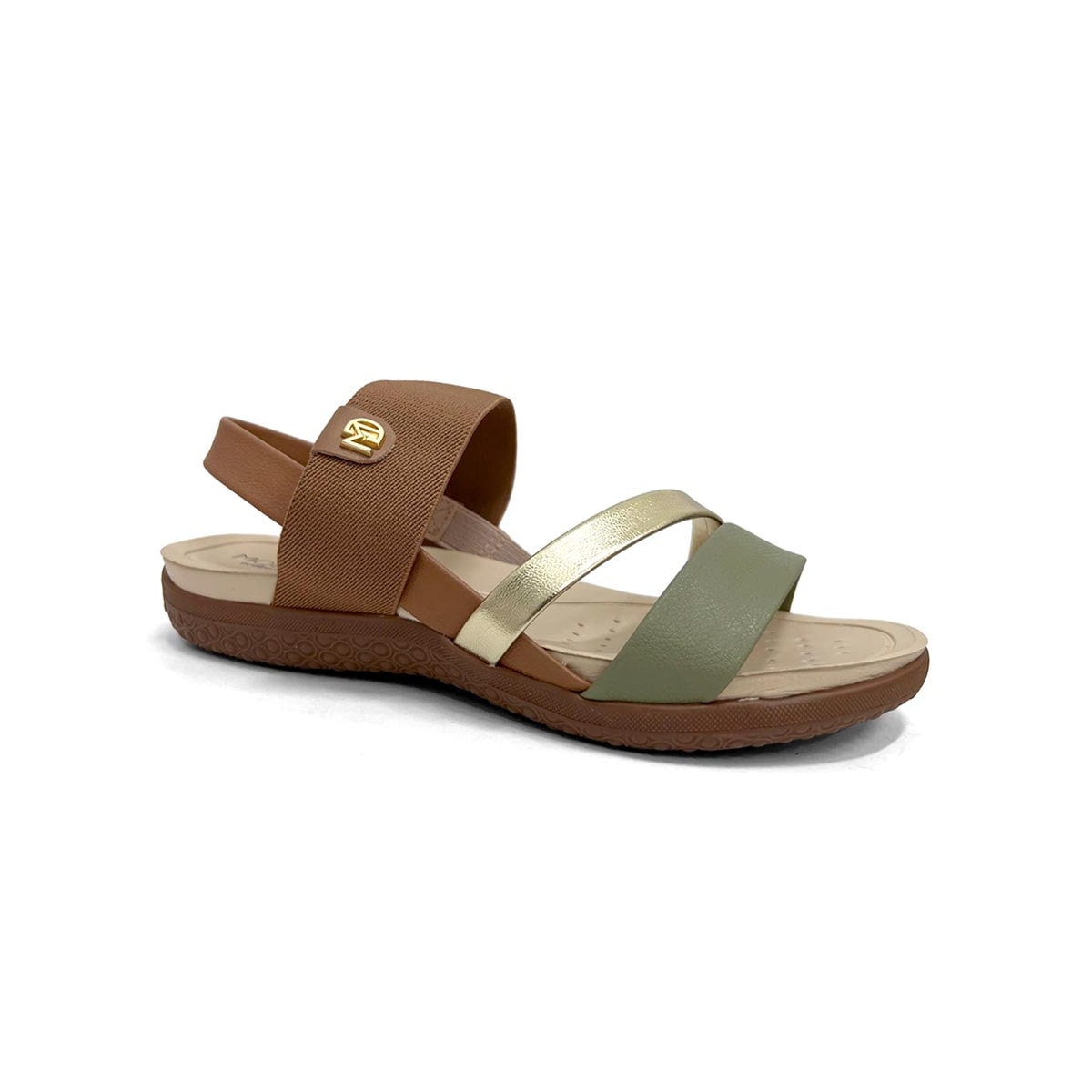 Sandália Modare Rasteira Conforto 7125.233 Camel/Verde Sandália Modare Rasteira Conforto 7125.233 Camel/Verde