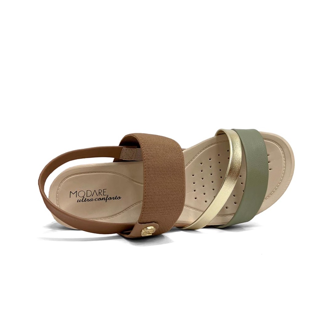 Sandália Modare Rasteira Conforto 7125.233 Camel/Verde Sandália Modare Rasteira Conforto 7125.233 Camel/Verde