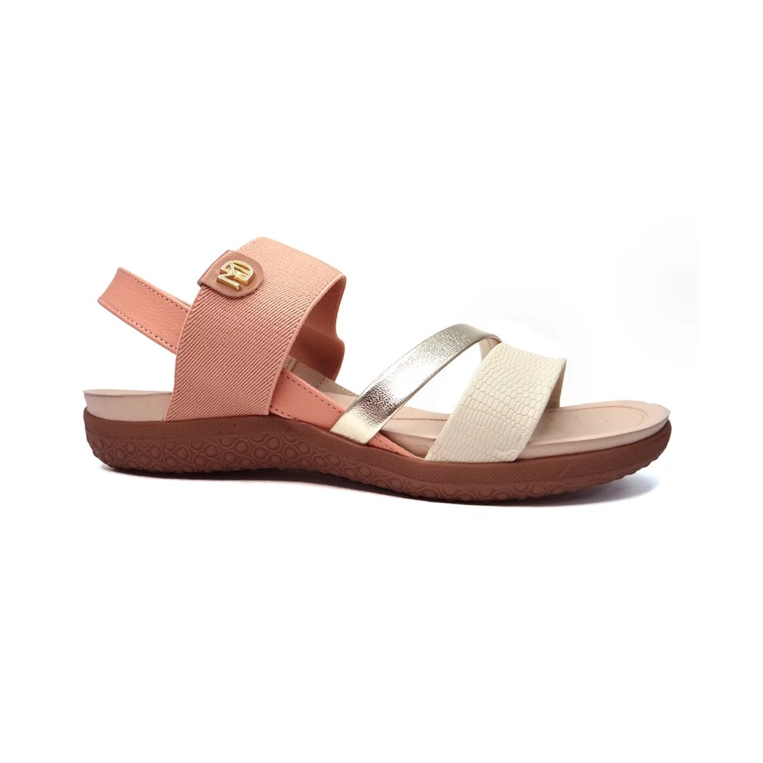 Sandália Modare Rasteira Conforto 7125.233 Pessego/Creme/Dourad