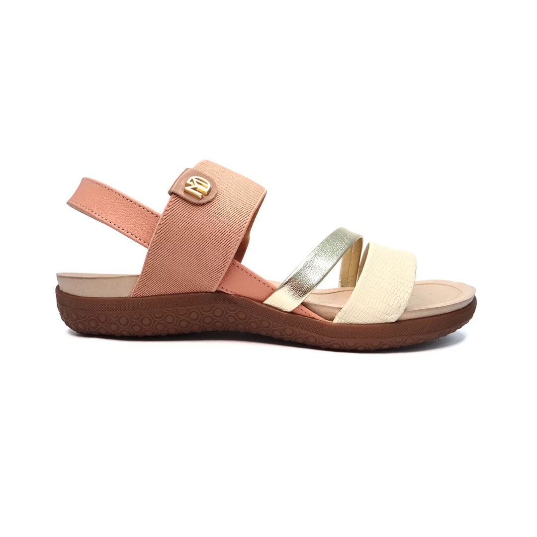 Sandália Modare Rasteira Conforto 7125.233 Pessego/Creme/Dourad