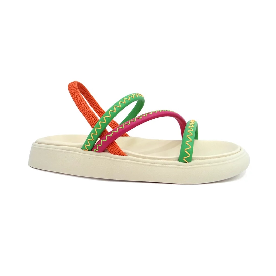 Sandália Moleca Birken Papete 5469.114 Hortela/Pink/Laranja