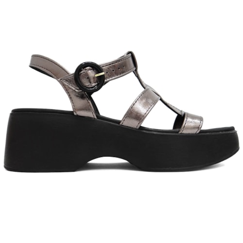 Detalhe - Sandália Moleca Papete Flat Plataforma 5503.101 Grafite