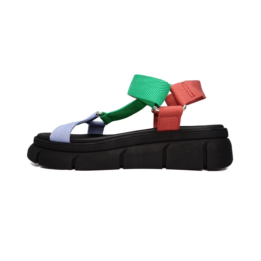 Sandália Moleca Papeteflatform 5483.103 Verde/Rose/Jeans Sandália Moleca Papeteflatform 5483.103 Verde/Rose/Jeans