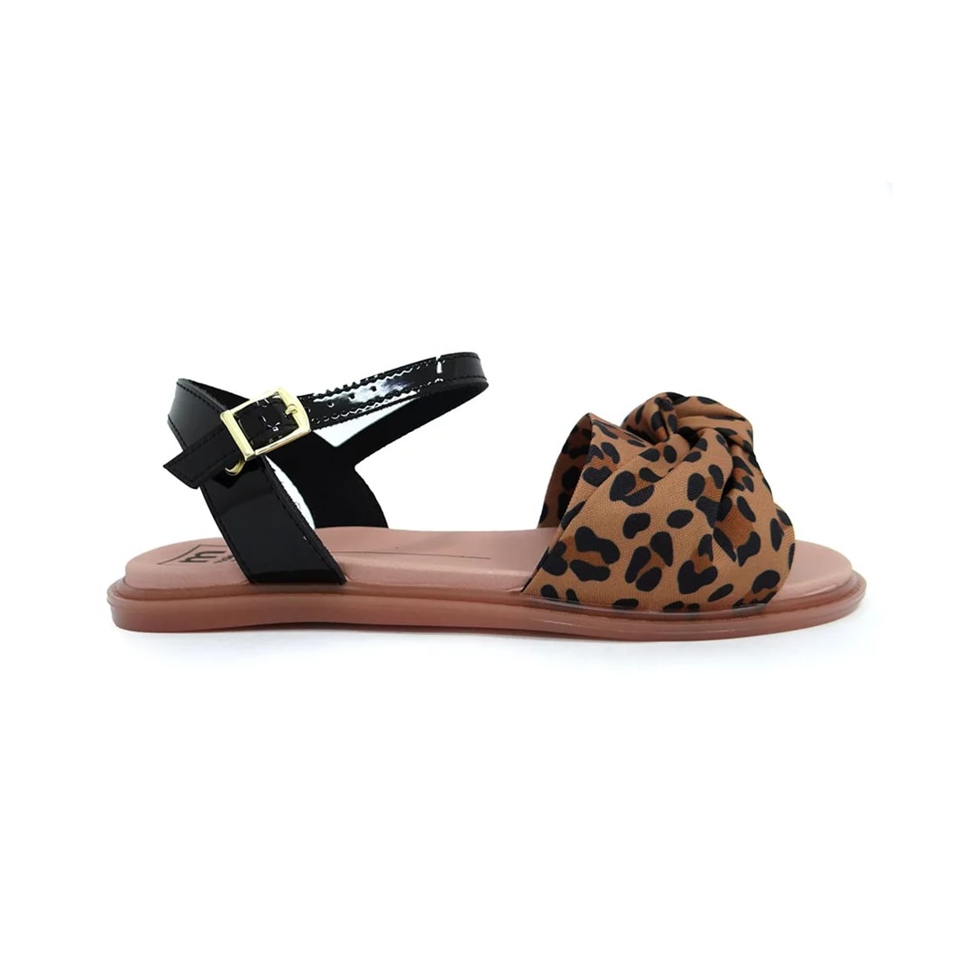 Sandália Moleca Rasteira 5450.107 Camel/Preto