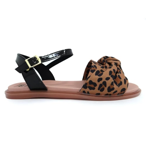 Sandalia Moleca Rasteira Feminina 5450.107 Camel/Preto