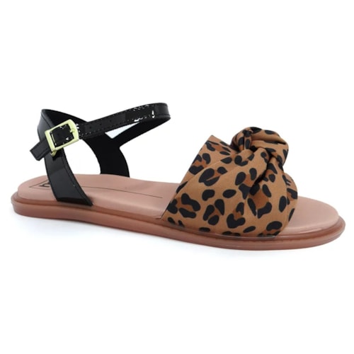 Sandalia Moleca Rasteira Feminina 5450.107 Camel/Preto