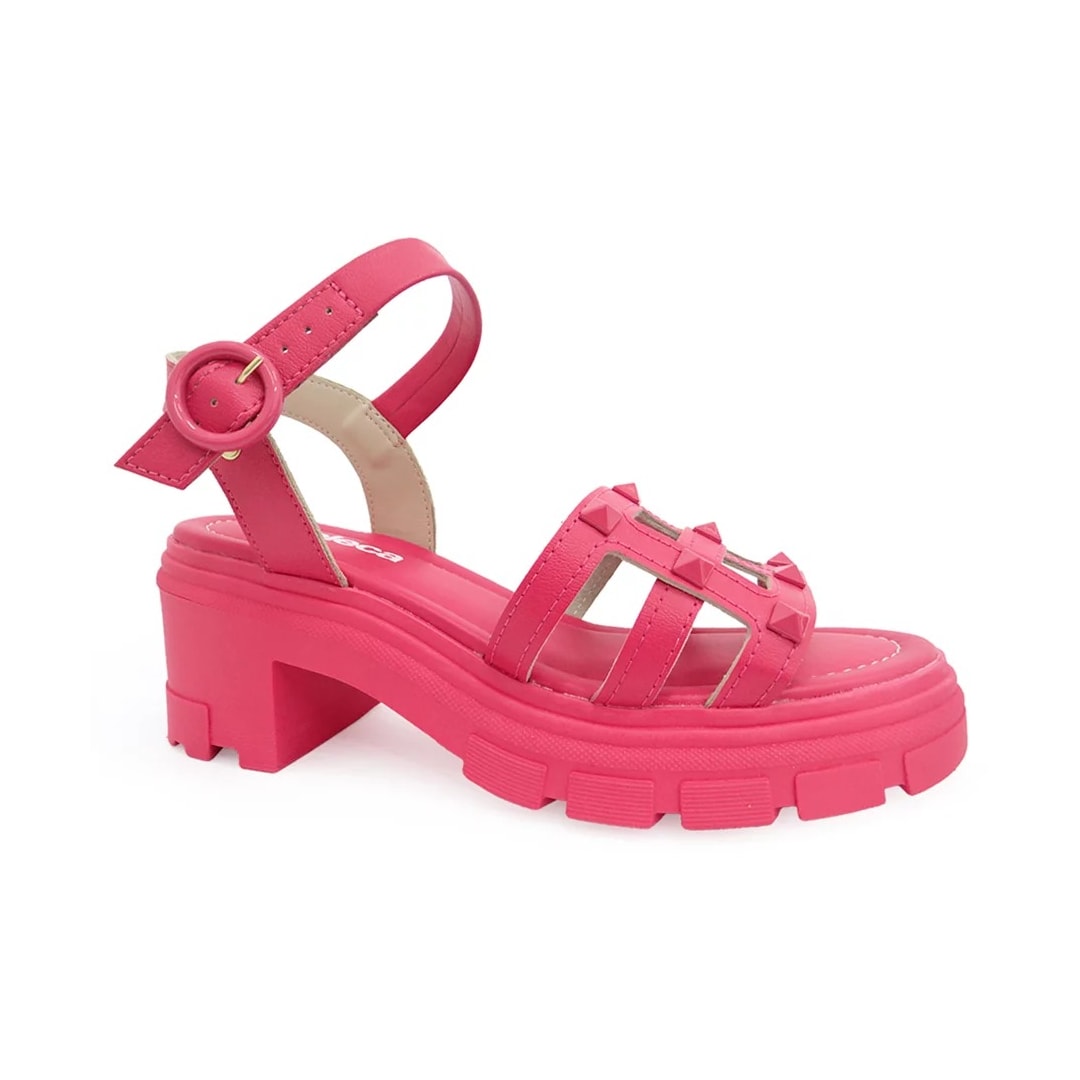 Sandália Moleca Salto Medio Tratorada 5476.106 Pink Gloss