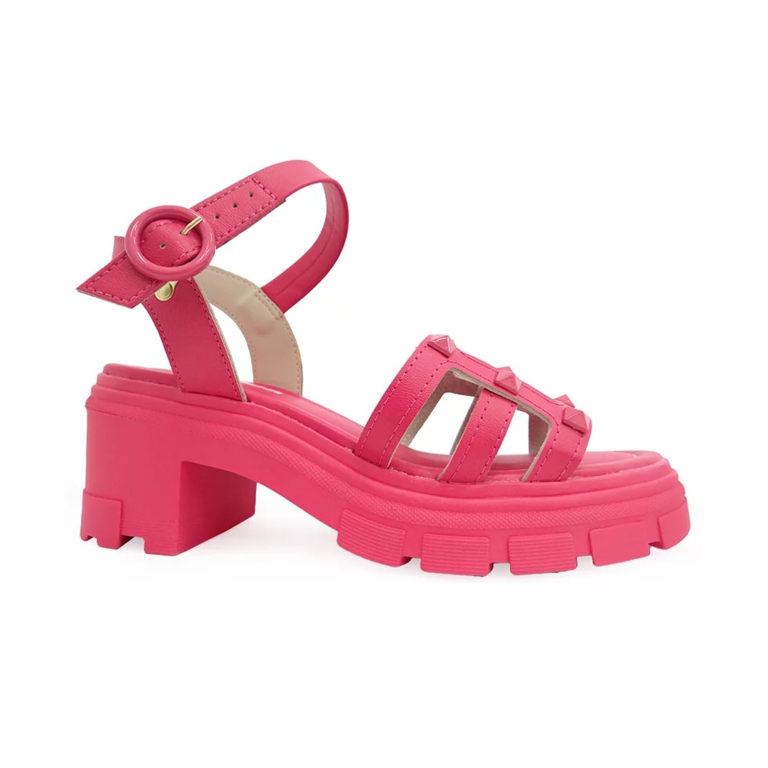 Sandália Moleca Salto Medio Tratorada 5476.106 Pink Gloss Sandália Moleca Salto Medio Tratorada 5476.106 Pink Gloss