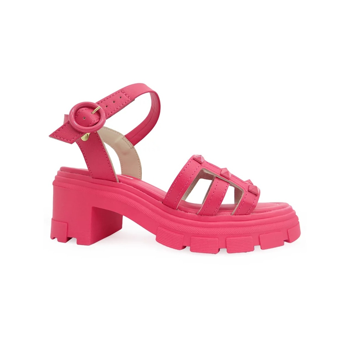 Sandália Moleca Salto Medio Tratorada 5476.106 Pink Gloss Sandália Moleca Salto Medio Tratorada 5476.106 Pink Gloss