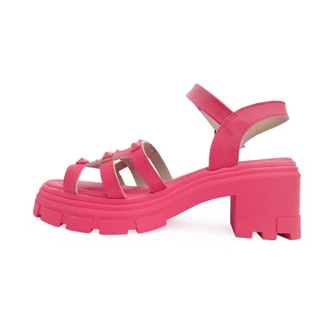 Sandália Moleca Salto Medio Tratorada 5476.106 Pink Gloss