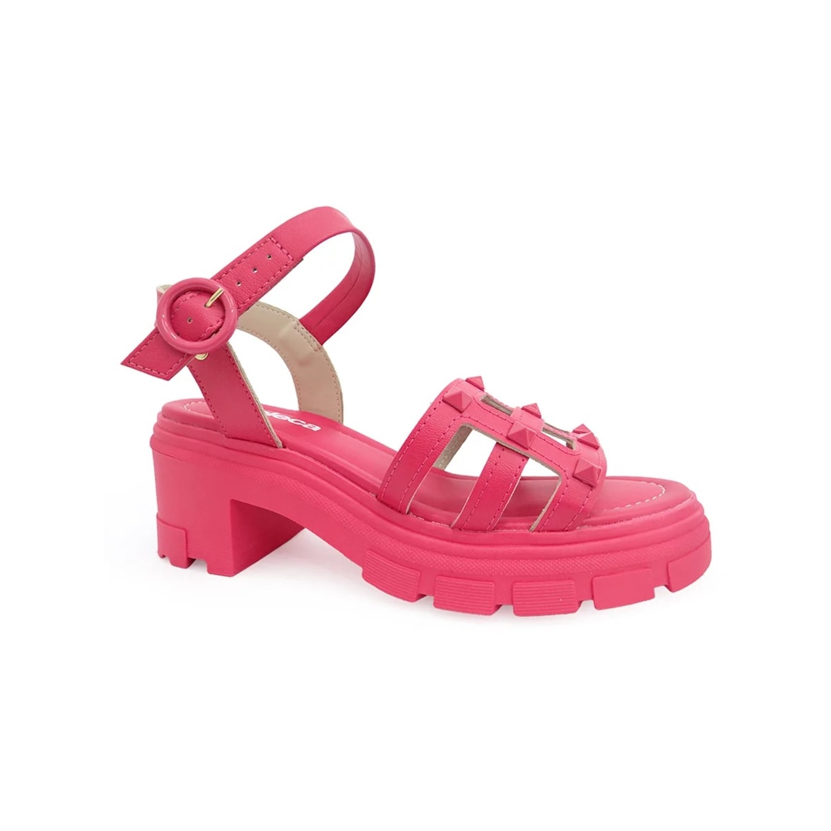 Sandália Moleca Salto Medio Tratorada 5476.106 Pink Gloss Sandália Moleca Salto Medio Tratorada 5476.106 Pink Gloss