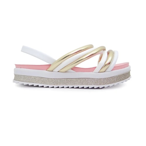 Sandalia Molekinha Kids Menina 2305.1547 Branco/Dourado