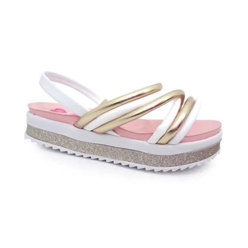 Sandalia Molekinha Kids Menina 2305.1547 Branco/Dourado