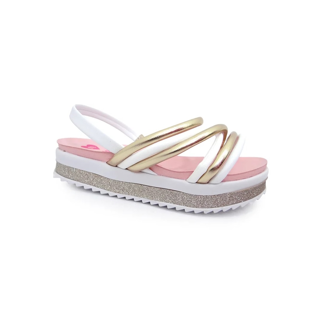 Sandália Molekinha Kids Menina 2305.1547 Branco/Dourado