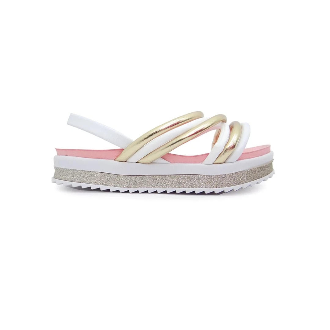 Sandália Molekinha Kids Menina 2305.1547 Branco/Dourado