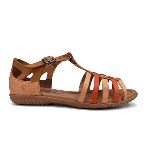 Detalhe - Sandália New Face Conforto Couro 31416 Mel New