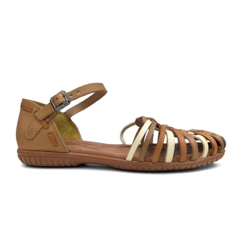 Detalhe - Sandália New Face Conforto De Couro 31401 Nuts