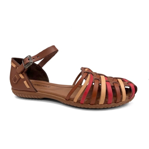 Sandália New Face Conforto De Couro 31401 Telha New