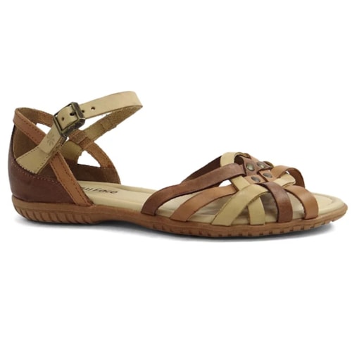 Sandália New Face Conforto De Couro 31402 Ambar Mix
