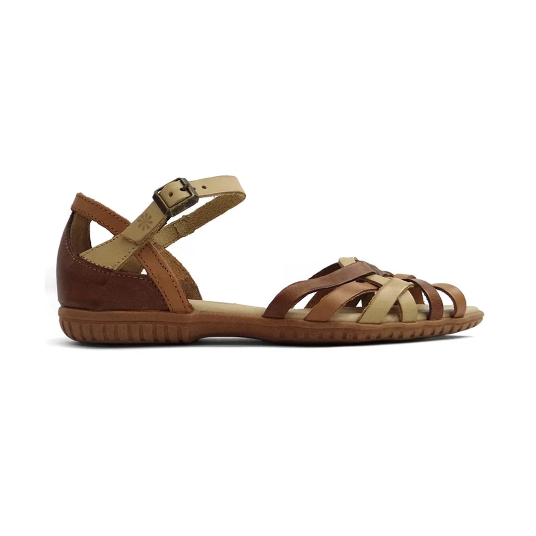Sandália New Face Conforto De Couro 31402 Ambar Mix