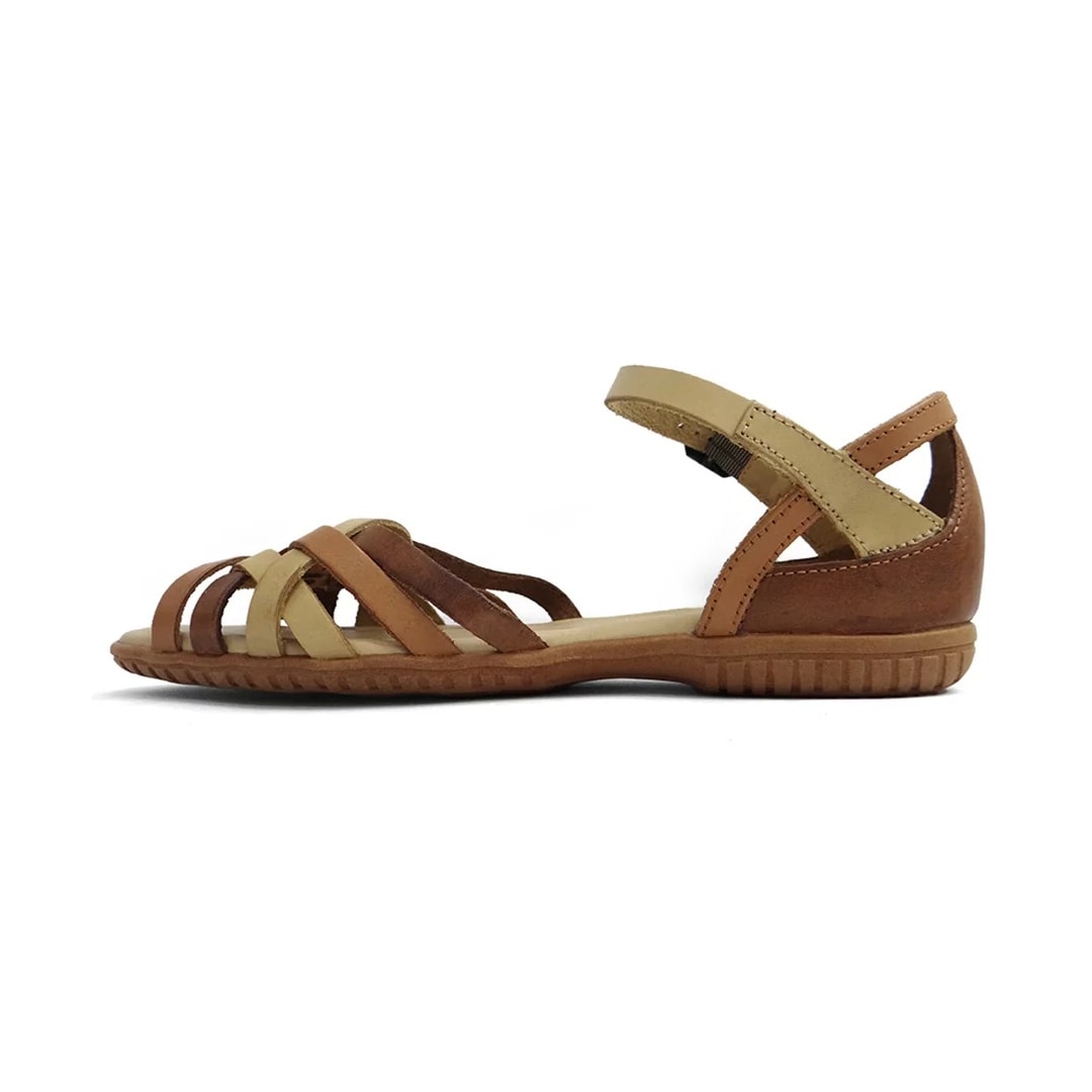 Sandália New Face Conforto De Couro 31402 Ambar Mix