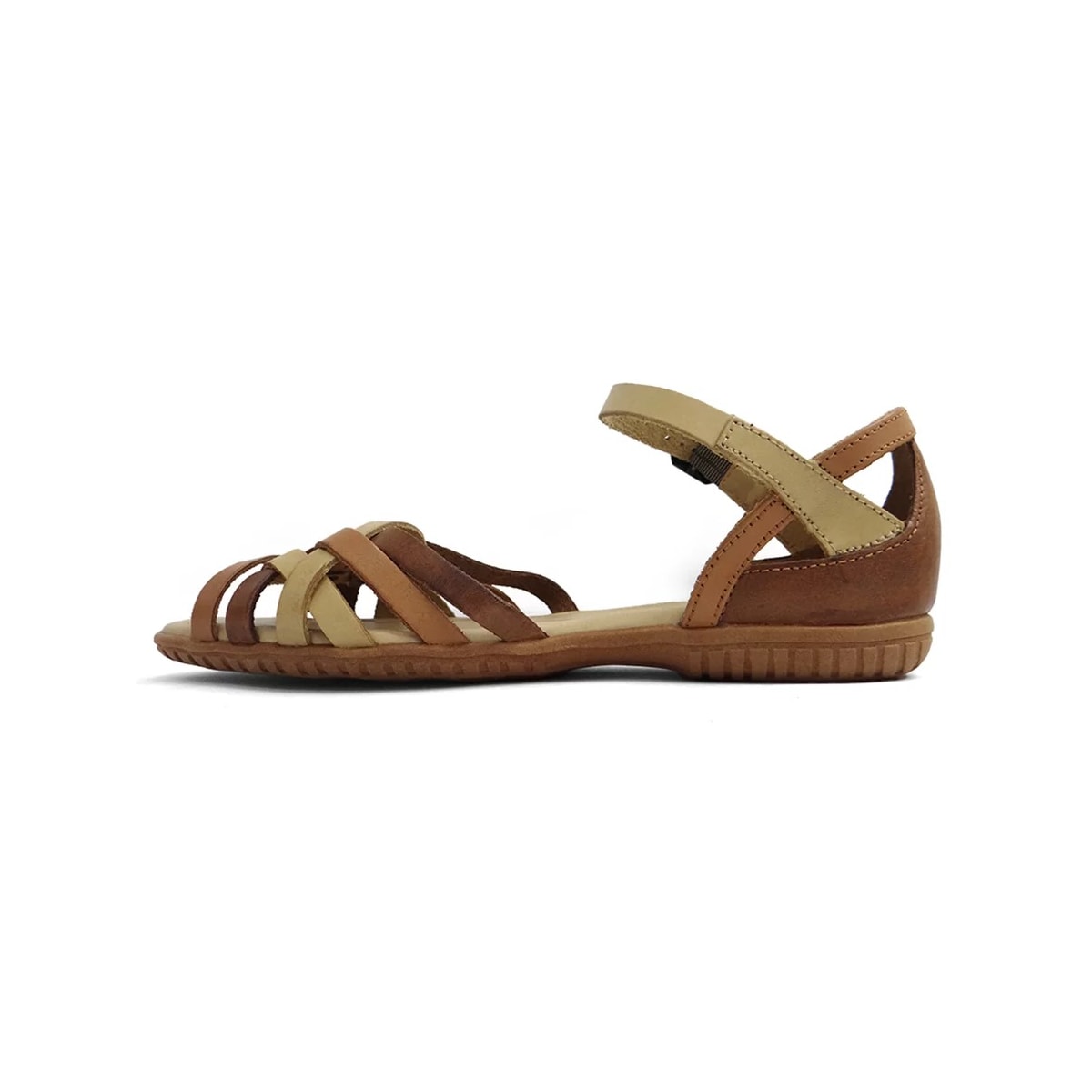 Sandália New Face Conforto De Couro 31402 Ambar Mix