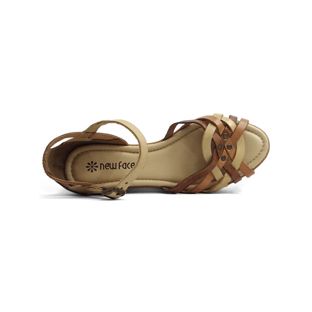 Sandália New Face Conforto De Couro 31402 Ambar Mix