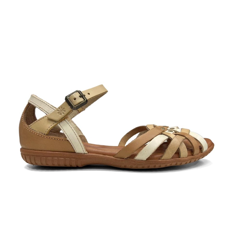 Sandália New Face Conforto De Couro 31402 Nuts Color