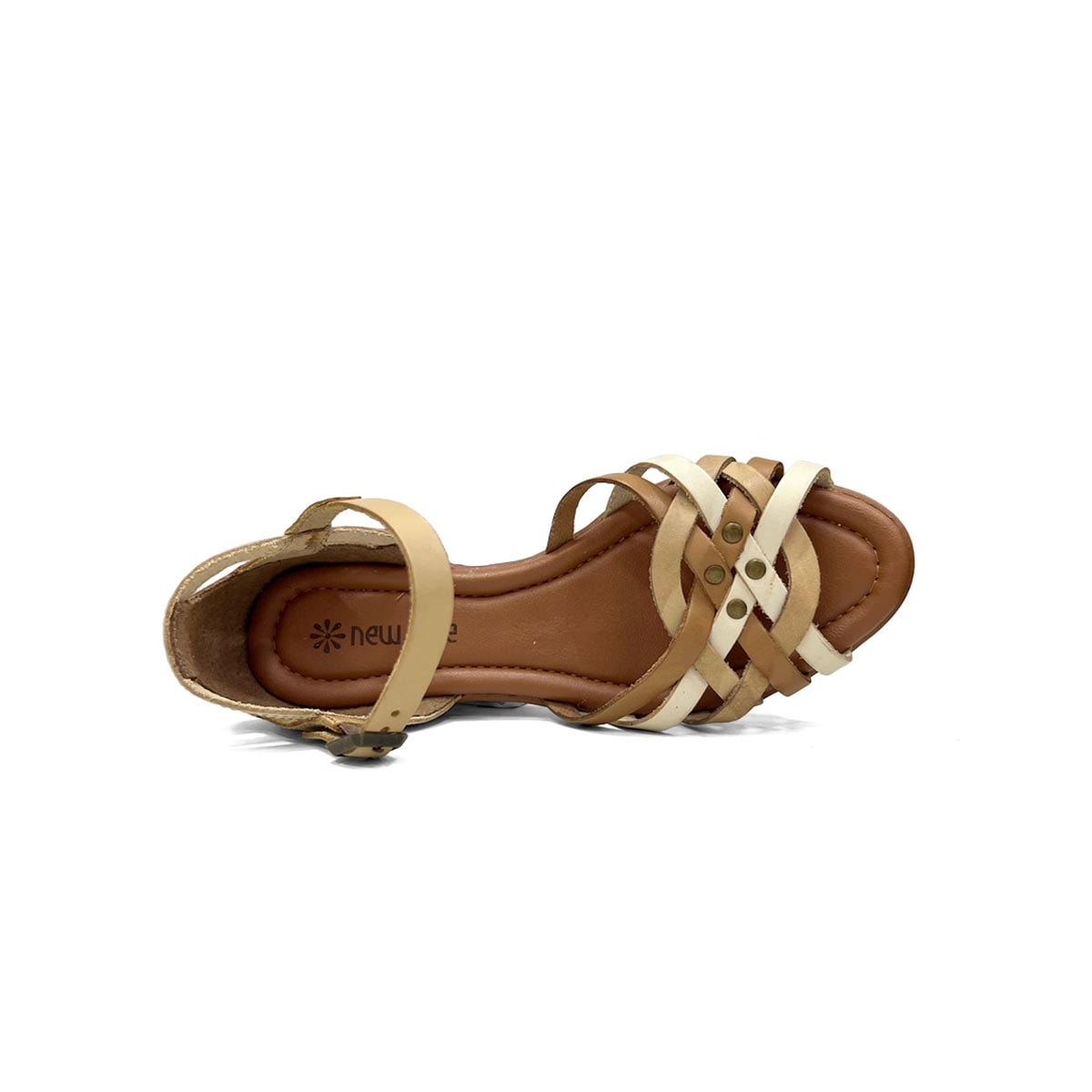 Sandália New Face Conforto De Couro 31402 Nuts Color