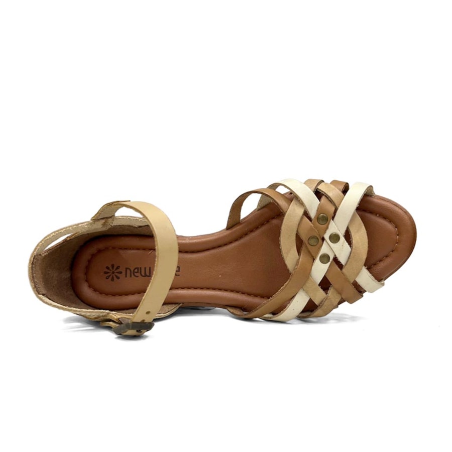 Sandália New Face Conforto De Couro 31402 Nuts Color