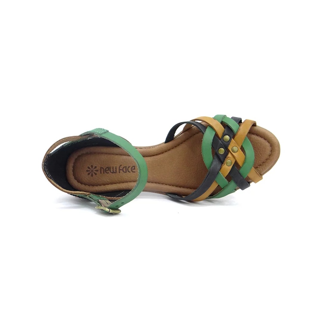 Sandália New Face Conforto De Couro 31402 Preto Color