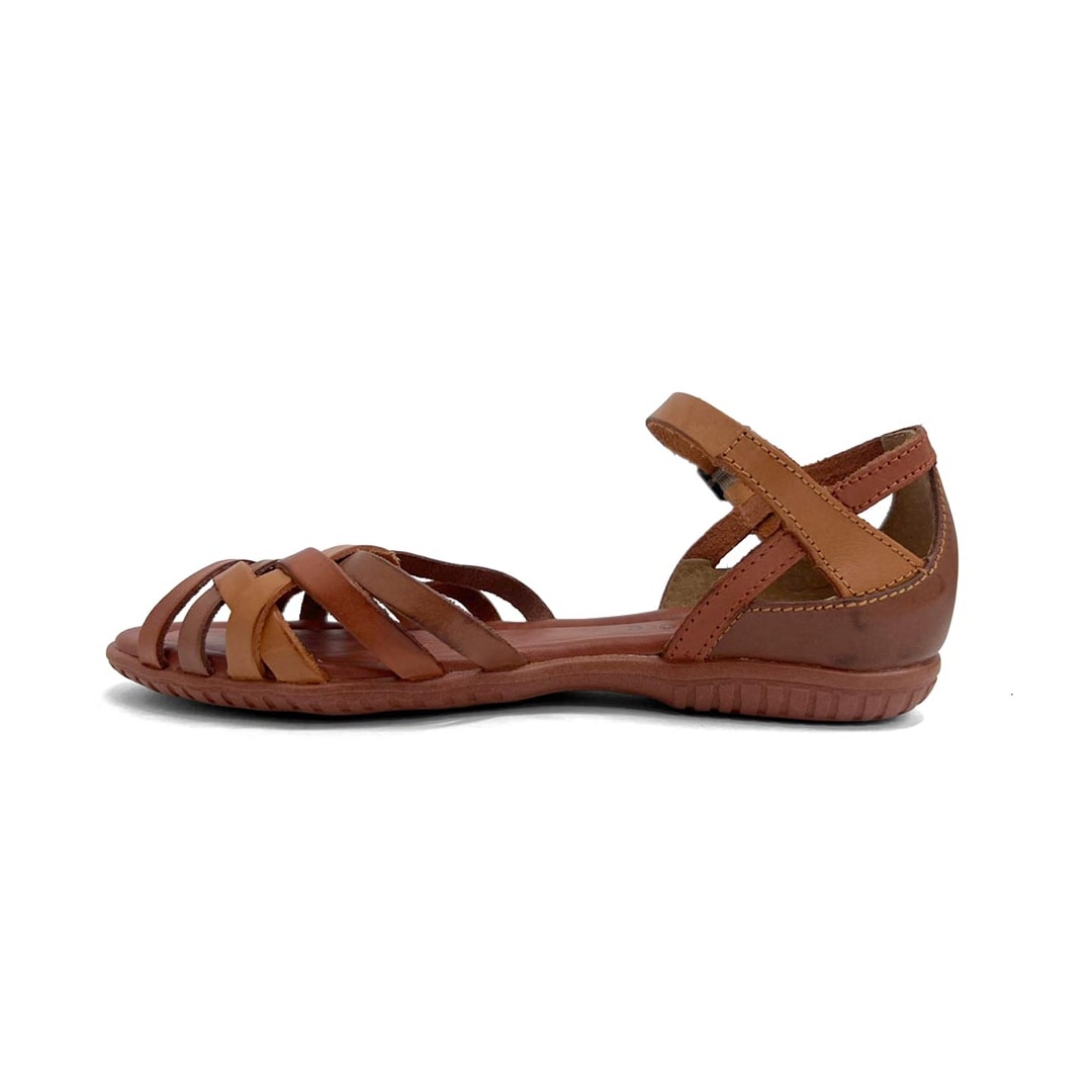 Sandália New Face Conforto De Couro 31402 Telha New Multi